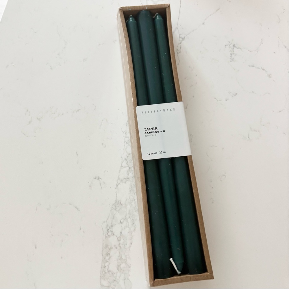 Pottery Barn Taper Candles - Forest Green